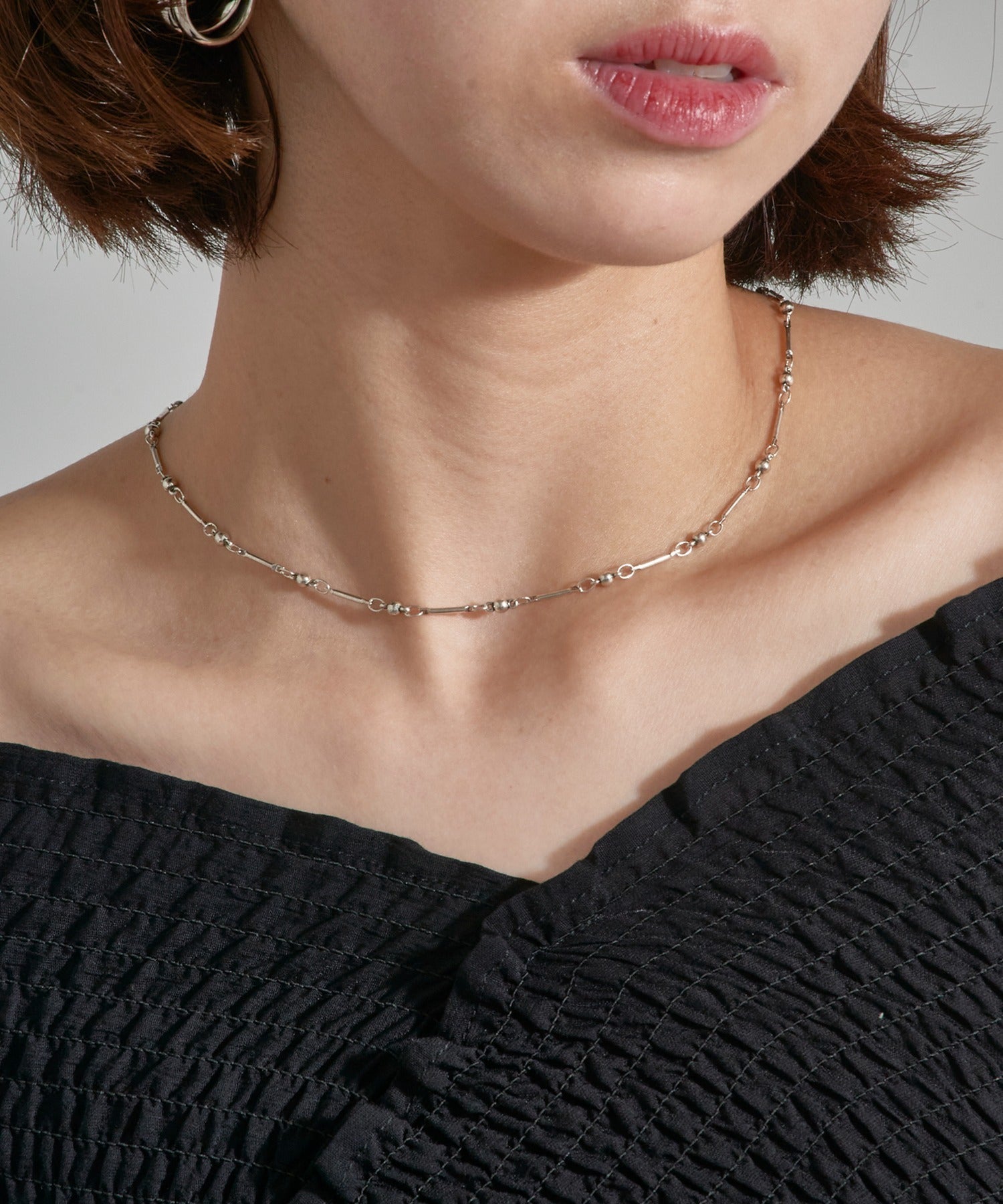 フィリップ オーディベール PHILIPPE AUDIBERT Garnet necklace brass silver plated CO6621:AR （シルバー） シルバー
