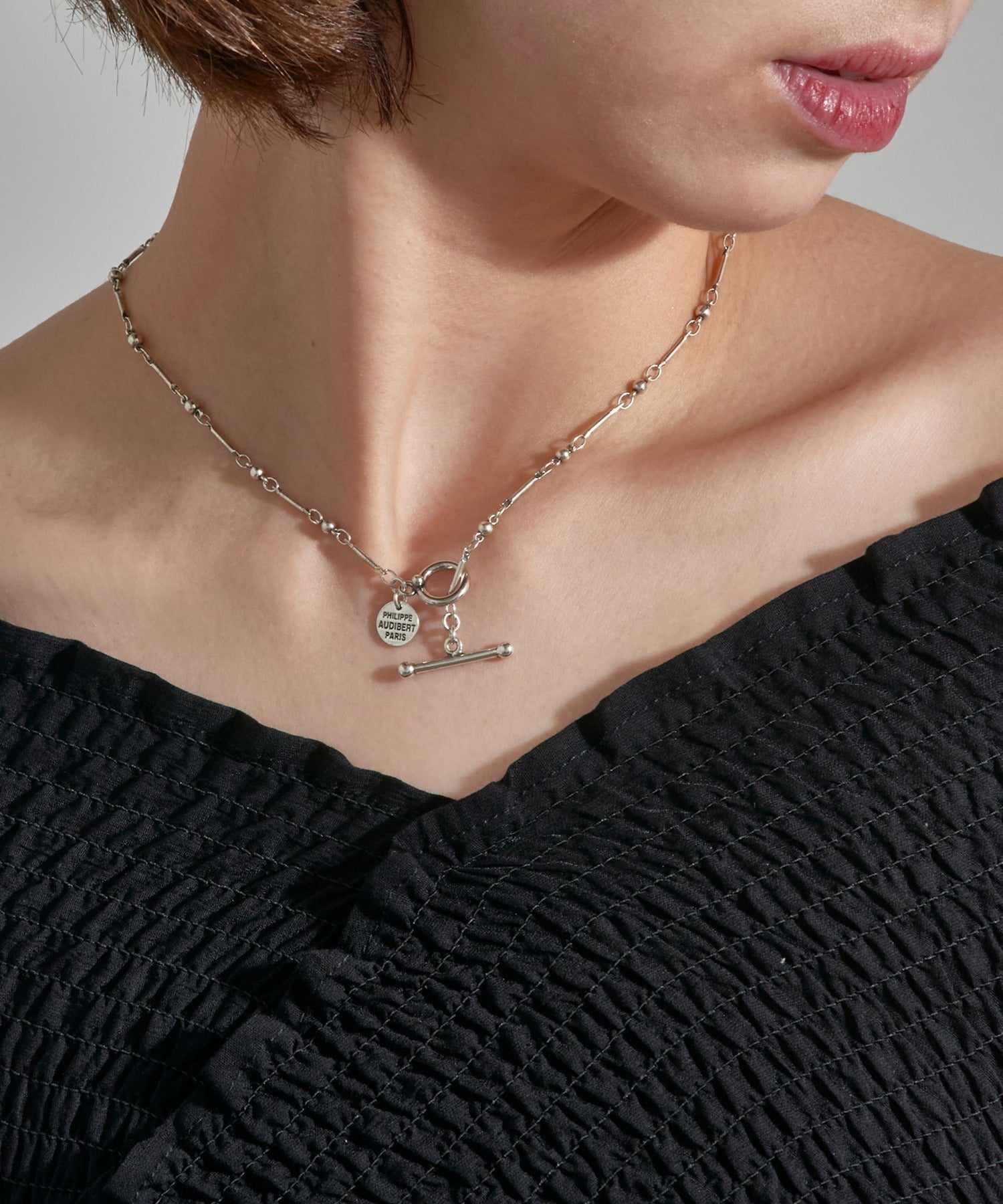 フィリップ オーディベール PHILIPPE AUDIBERT Garnet necklace brass silver plated CO6621:AR （シルバー） シルバー