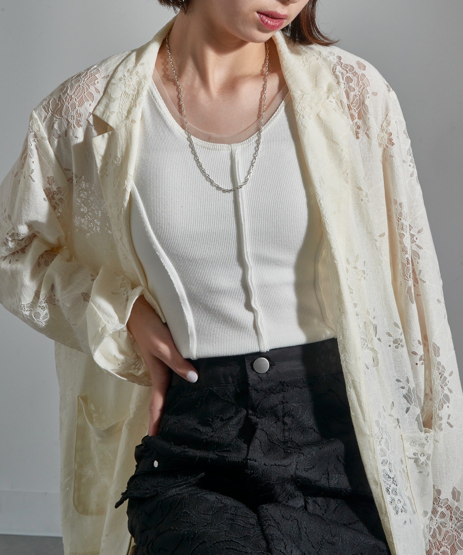 フィリップ オーディベール PHILIPPE AUDIBERT Enara semi-long necklace brass silver plated SAS6005:AR （シルバー） シルバー