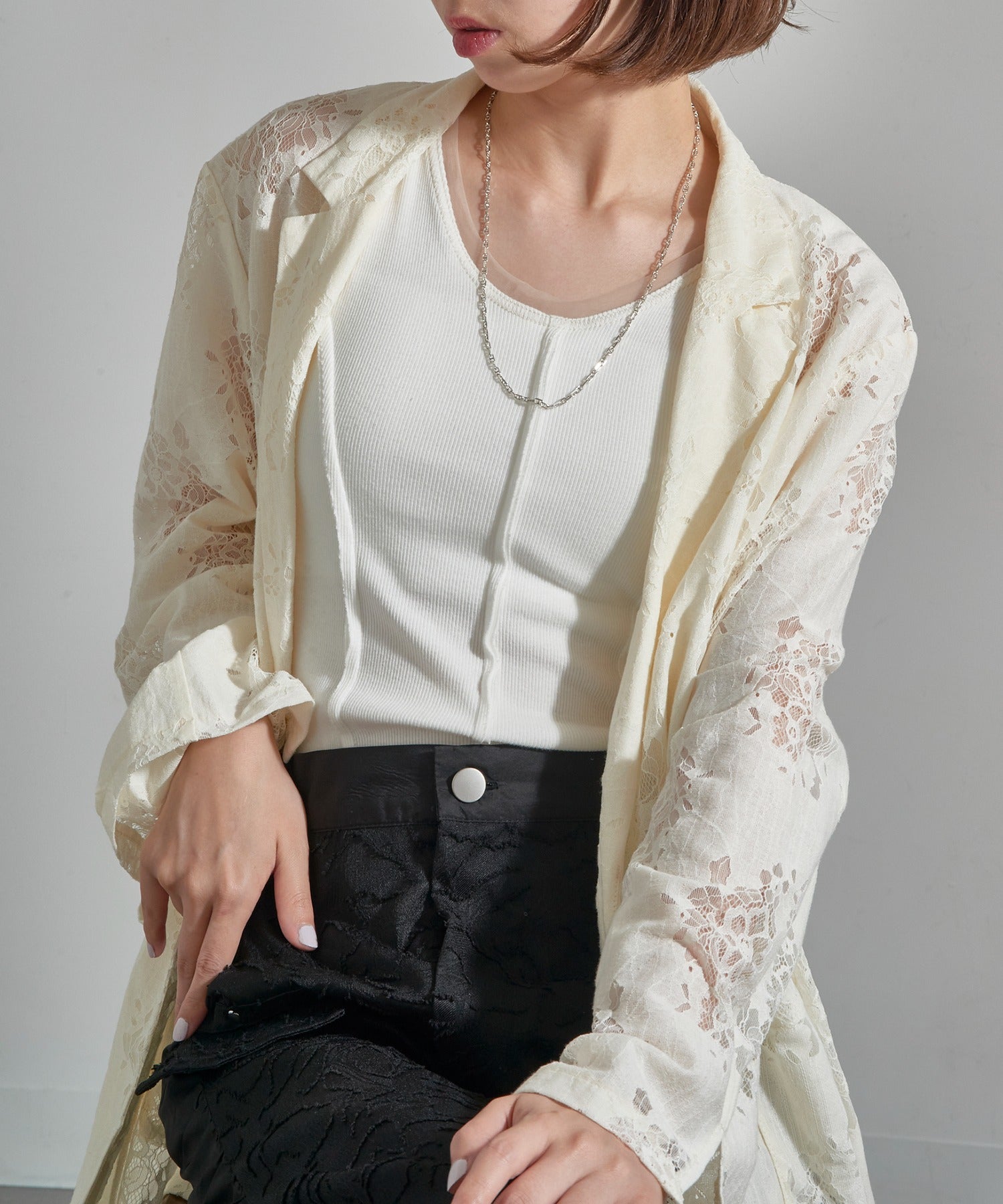 フィリップ オーディベール PHILIPPE AUDIBERT Enara semi-long necklace brass silver plated SAS6005:AR （シルバー） シルバー