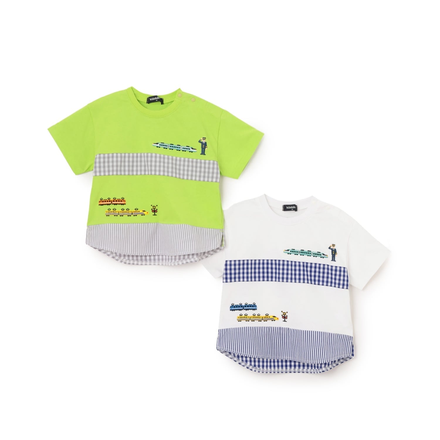 クレードスコープ kladskap 電車刺しゅう切替半袖Tシャツ （オフ ホワイト） オフ ホワイト