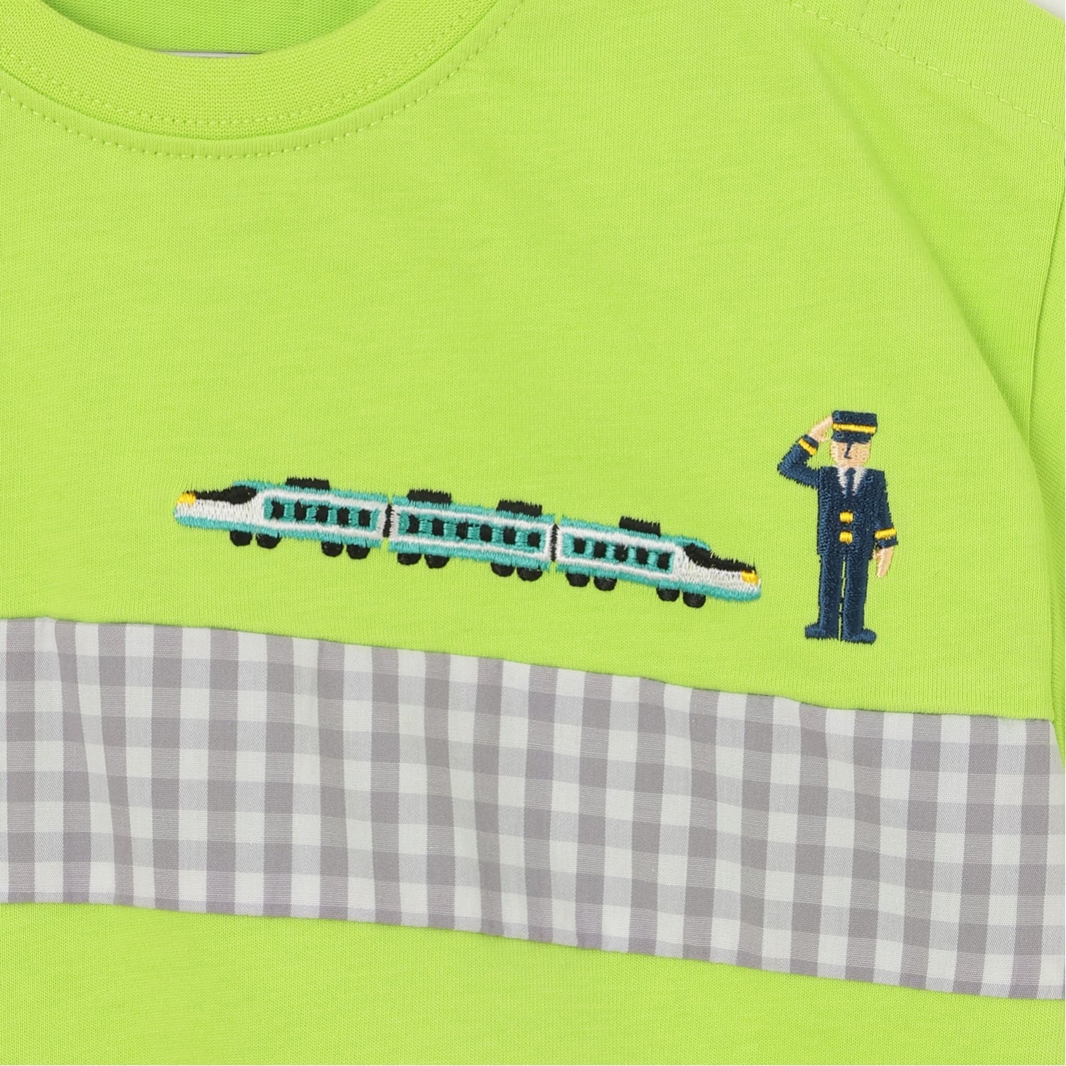 クレードスコープ kladskap 電車刺しゅう切替半袖Tシャツ （オフ ホワイト） オフ ホワイト