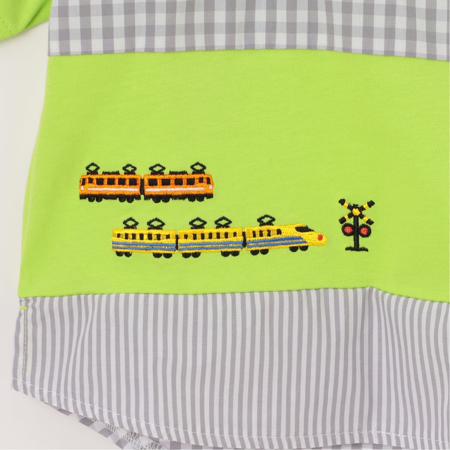 クレードスコープ kladskap 電車刺しゅう切替半袖Tシャツ （オフ ホワイト） オフ ホワイト