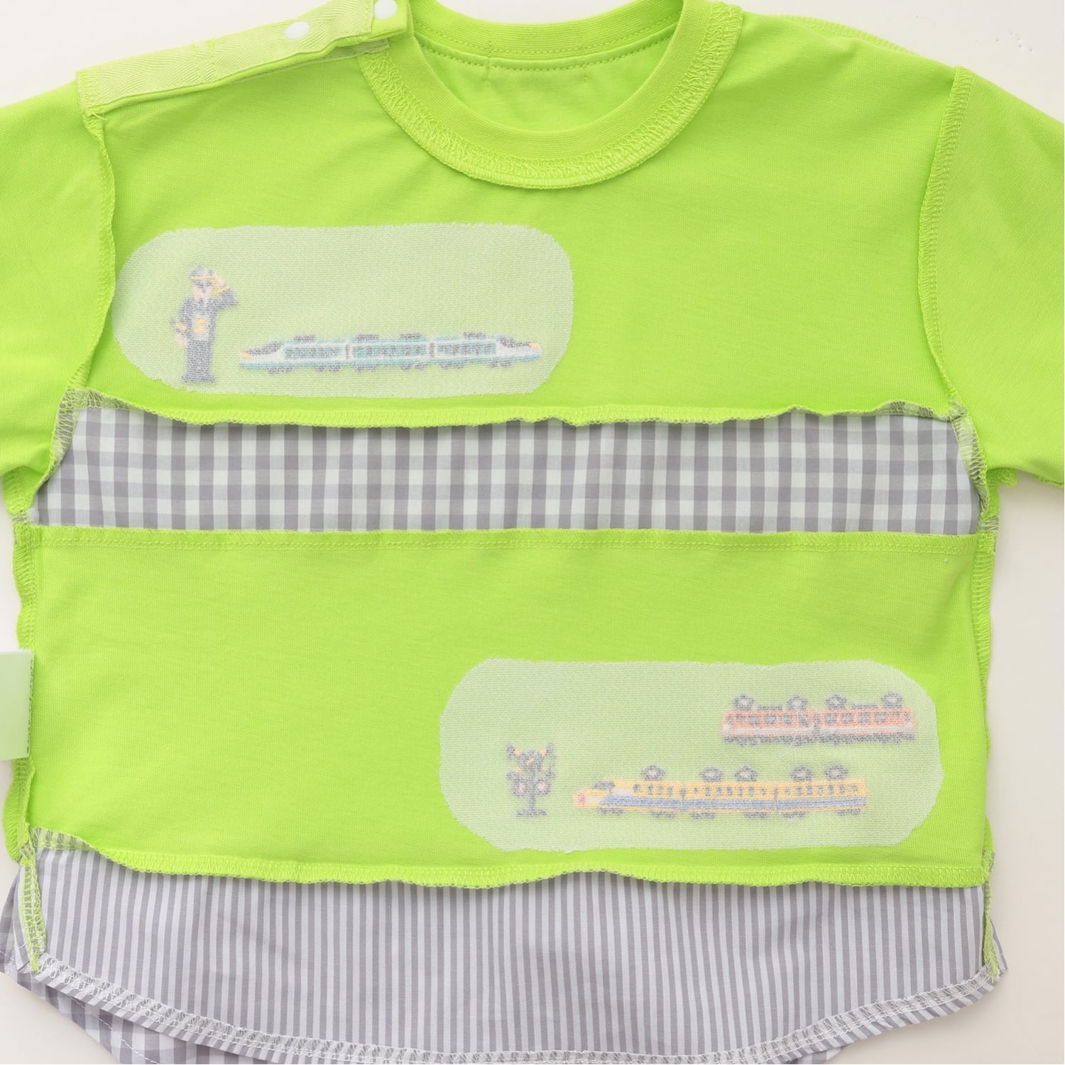 クレードスコープ kladskap 電車刺しゅう切替半袖Tシャツ （オフ ホワイト） オフ ホワイト