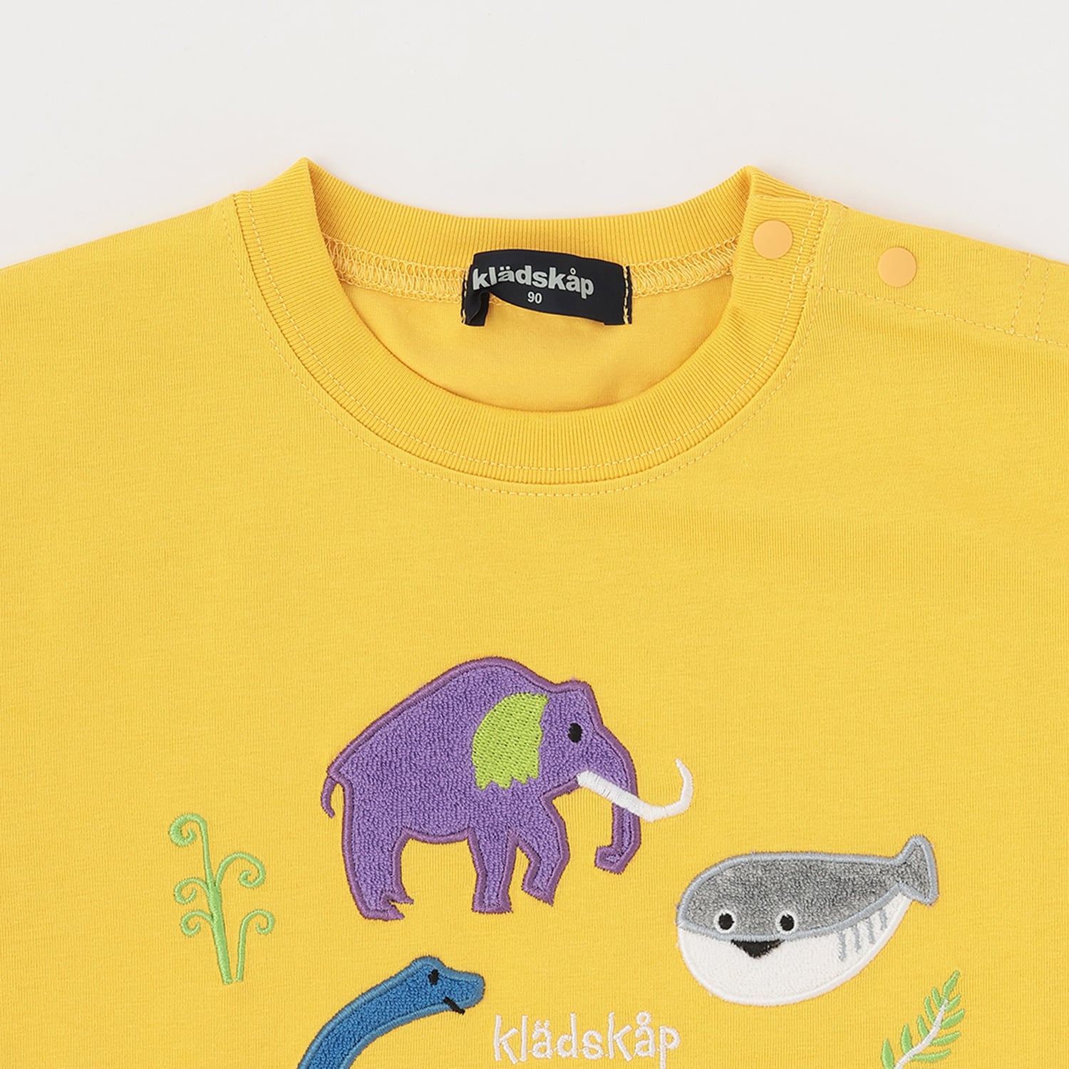 クレードスコープ kladskap 太古のいきものアップリケ半袖Tシャツ （ブルー グリーン） ブルー グリーン