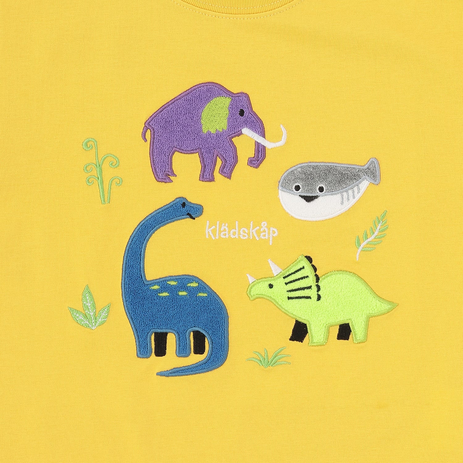 クレードスコープ kladskap 太古のいきものアップリケ半袖Tシャツ （ブルー グリーン） ブルー グリーン