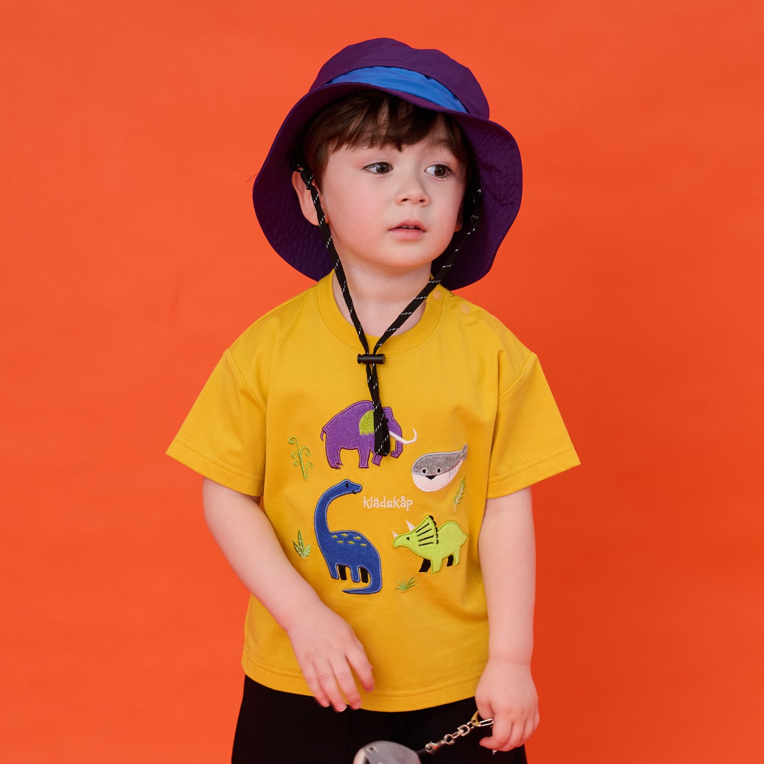 クレードスコープ kladskap 太古のいきものアップリケ半袖Tシャツ （黄） 黄