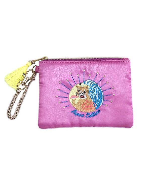 At On 50 Embroidered Pouch Sukajan Cat pink