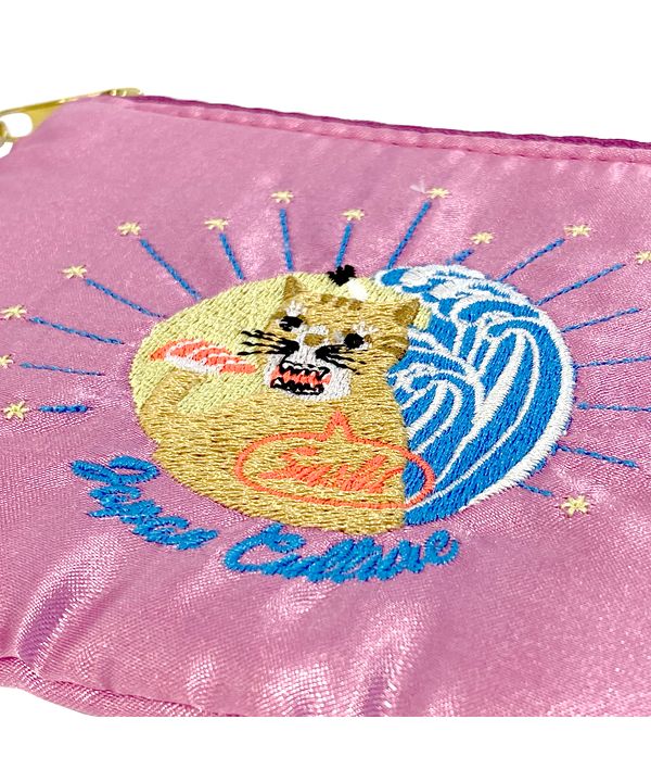 At On 50 Embroidered Pouch Sukajan Cat pink