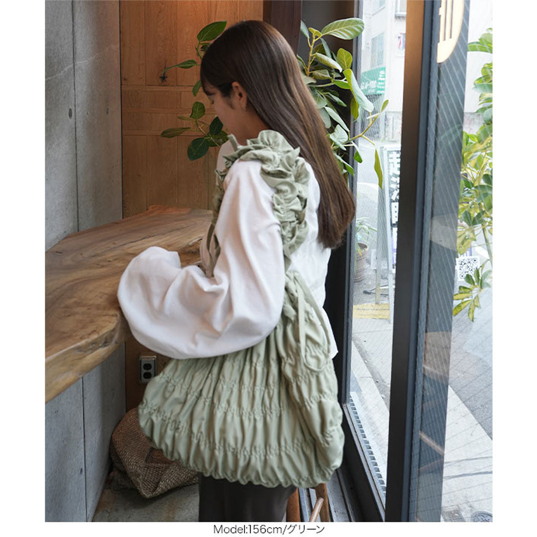 コウベレタス KOBE LETTUCE [ yuiさんコラボ ] シャーリングバッグ [B1604] （アイボリー） アイボリー