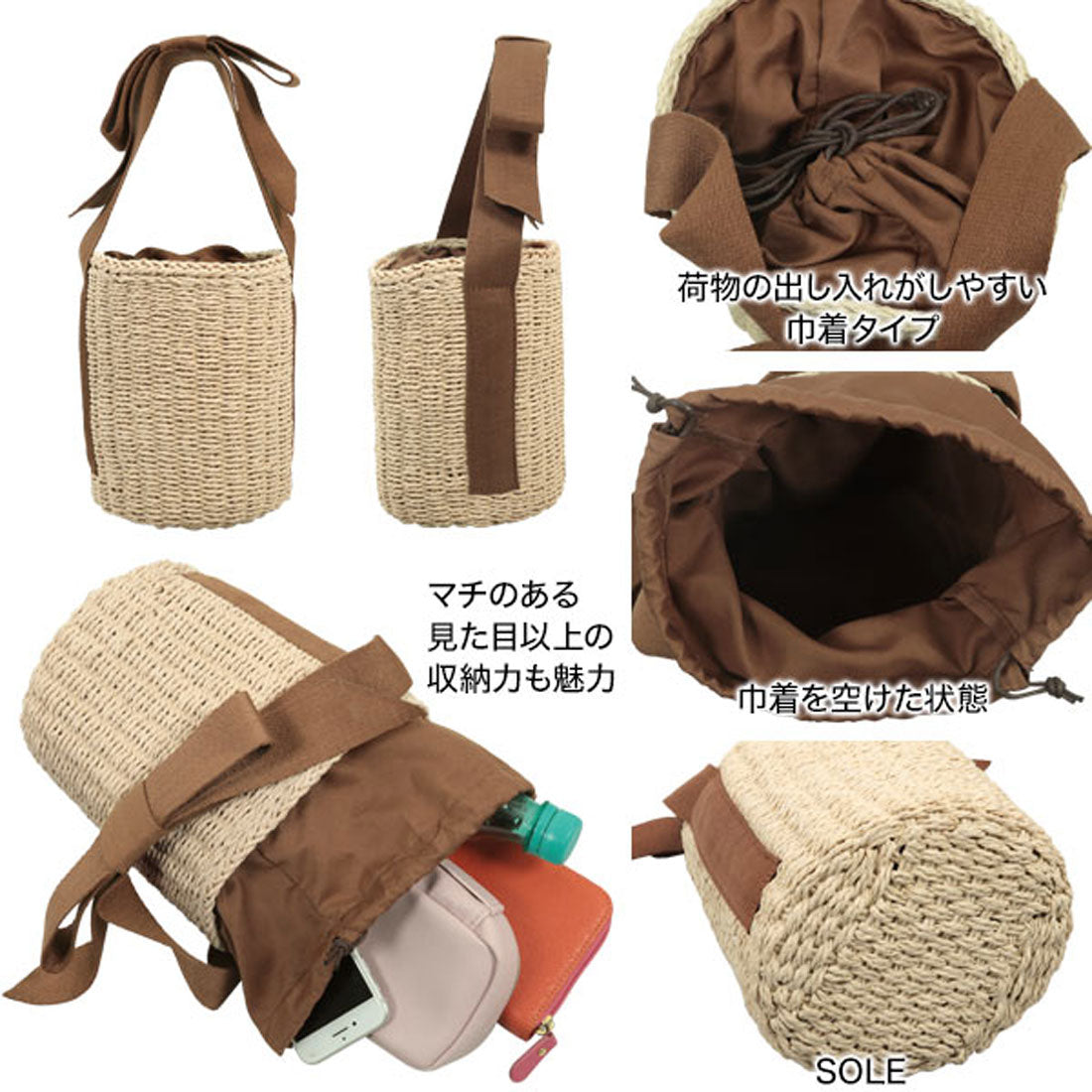 コウベレタス KOBE LETTUCE リボンハンドルバケツカゴバッグ [B1610] （ベージュ×ブラック） ベージュ×ブラック