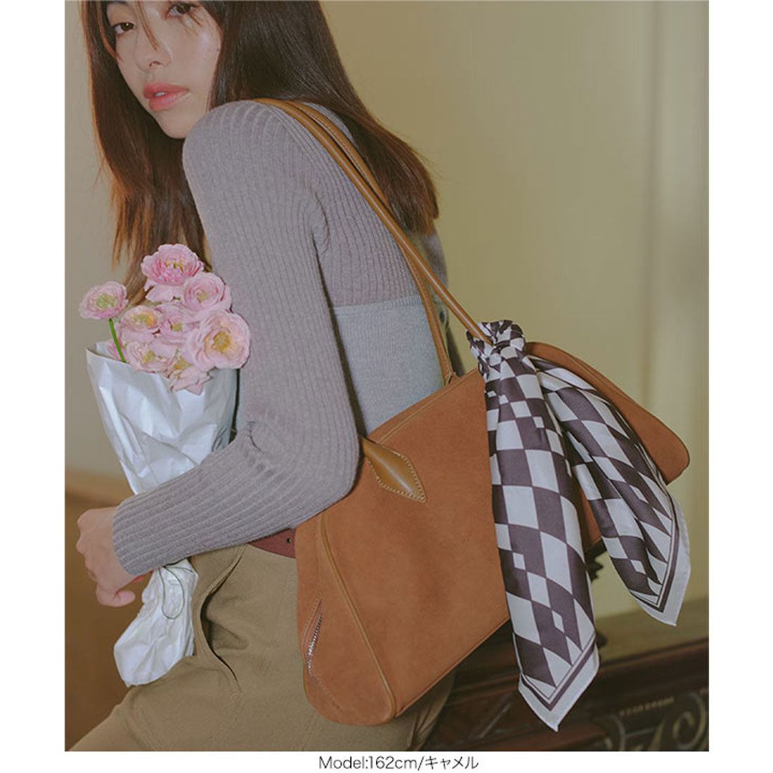 コウベレタス KOBE LETTUCE スウェードショルダーボストンバッグ [B1641] （キャメル） キャメル