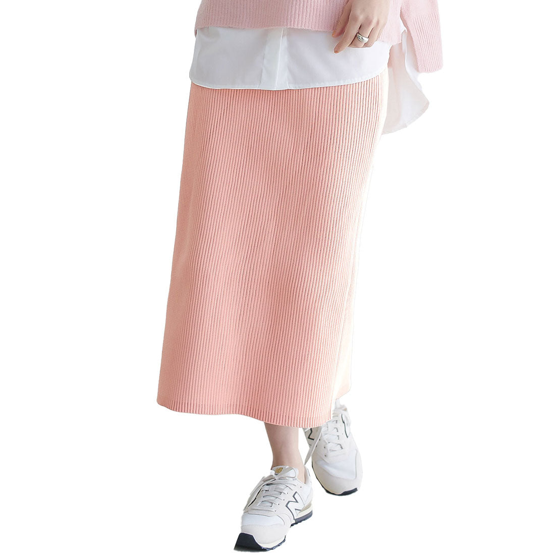 KOBE LETTUCE KOBE LETTUCE 3-length stretch rib knit skirt for both petite and tall sizes [M4088]