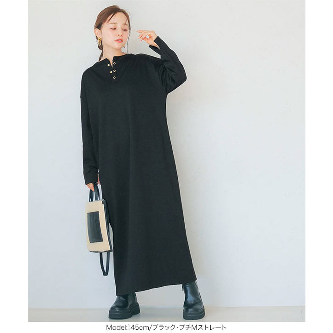 コウベレタス KOBE LETTUCE [ 田中亜希子さんコラボ ]ジャージーワンピース【プチストレート】［選べるタイプ］ [E3295] （ショコラブラウン） ショコラブラウン