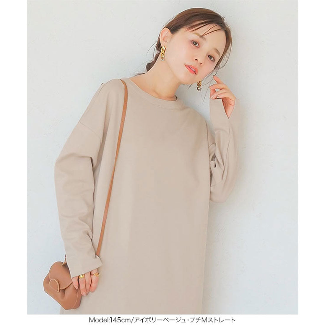 コウベレタス KOBE LETTUCE [ 田中亜希子さんコラボ ]ジャージーワンピース【プチストレート】［選べるタイプ］ [E3295] （ショコラブラウン） ショコラブラウン