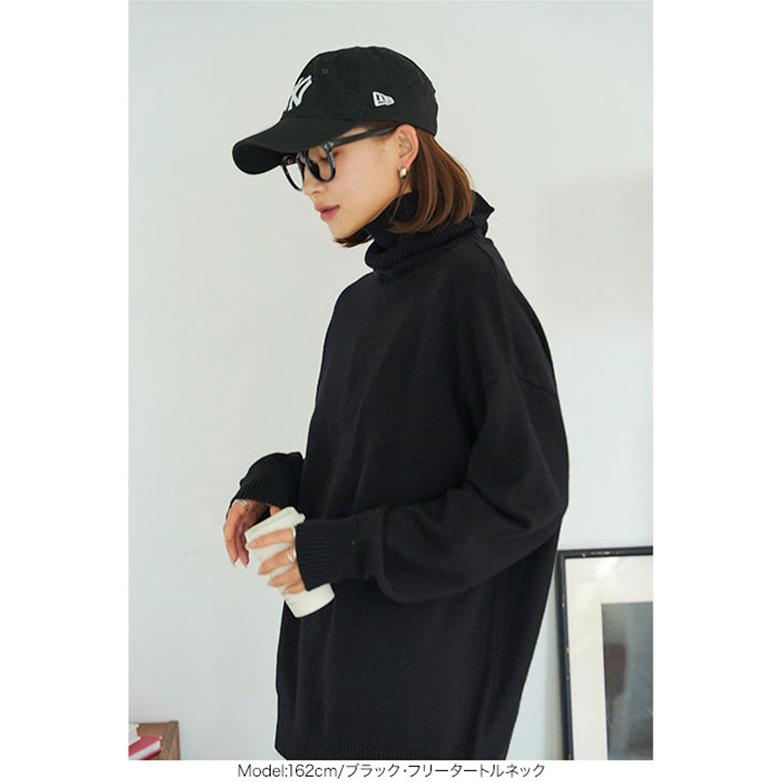 コウベレタス KOBE LETTUCE ボートネックorタートルネックもっちりニットチュニック【タートルネック】 [C7193]