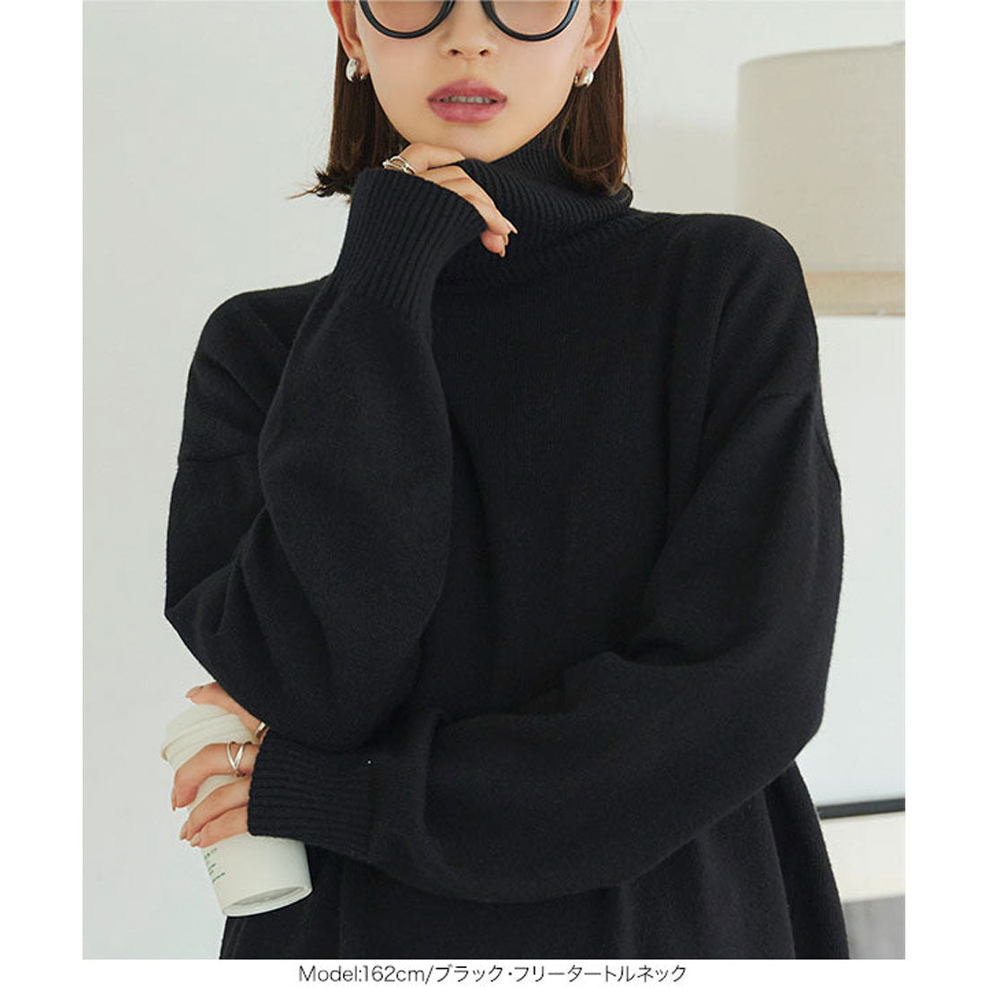 コウベレタス KOBE LETTUCE ボートネックorタートルネックもっちりニットチュニック【タートルネック】 [C7193]