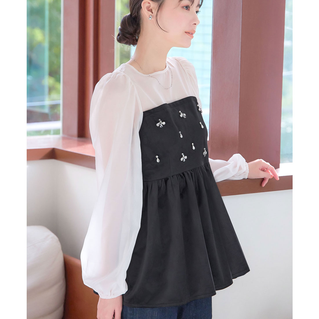 コウベレタス KOBE LETTUCE シアードッキングペプラムベロアトップス [C7321]