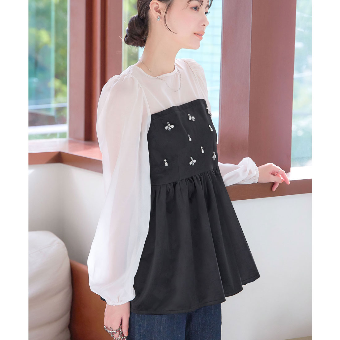 コウベレタス KOBE LETTUCE シアードッキングペプラムベロアトップス [C7321]