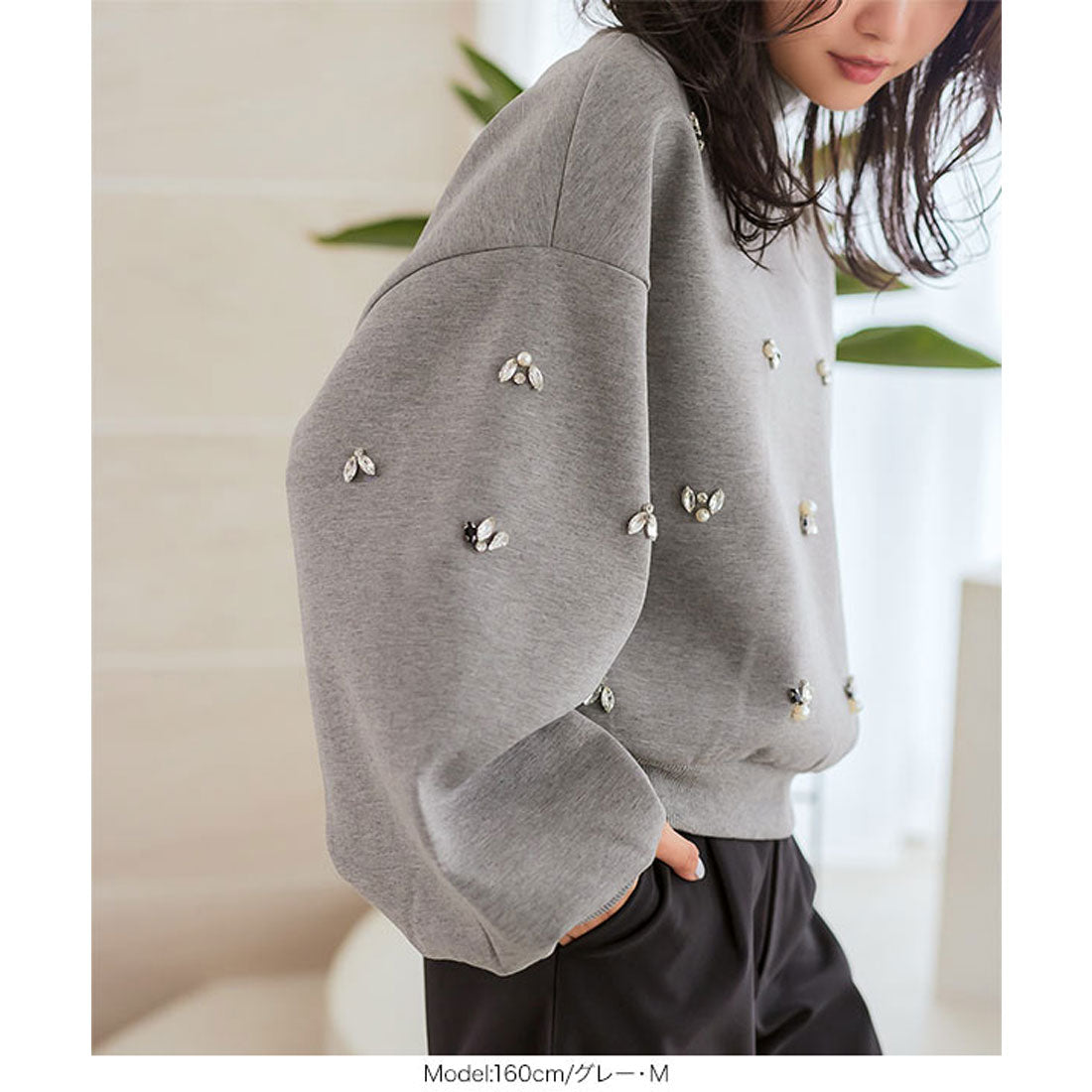 コウベレタス KOBE LETTUCE ビジューダイバーモックネックトップス [C7311]