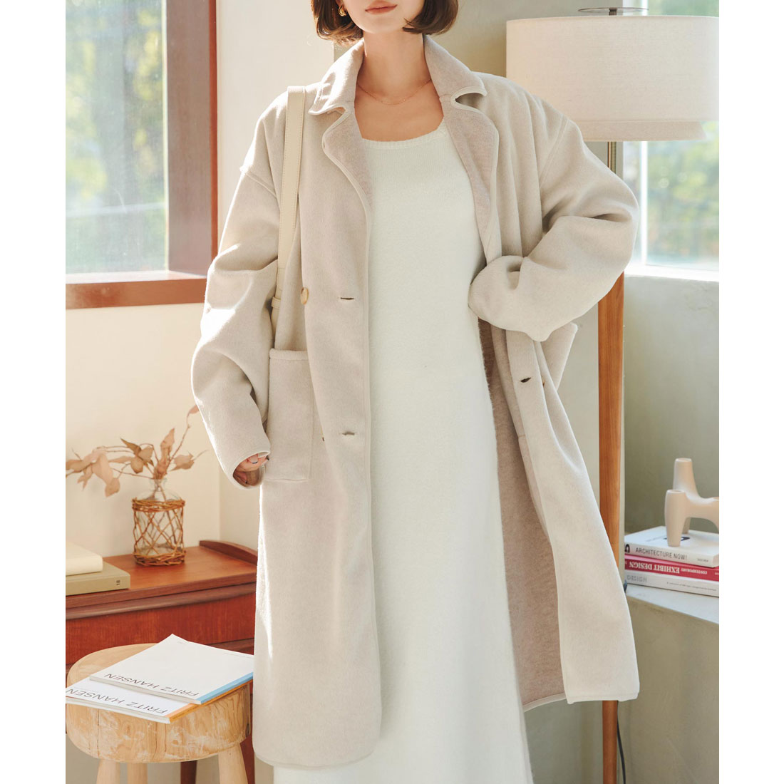 コウベレタス KOBE LETTUCE ダブルボタンリバーチェスターコート [K1364] （ベージュ） ベージュ