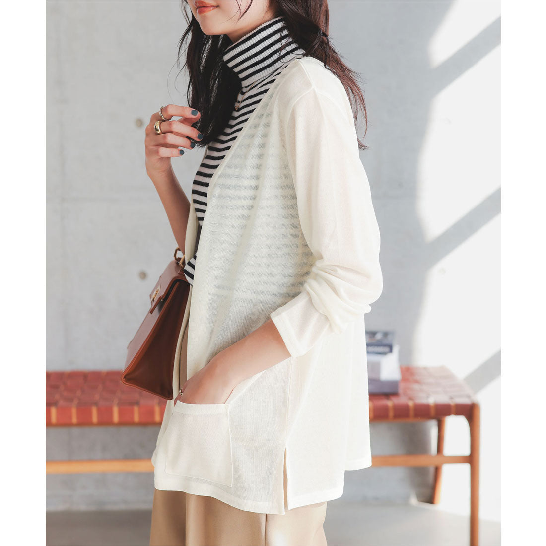 コウベレタス KOBE LETTUCE シアーサマーニットソーカーディガン【ショート】[選べる3タイプ] [C3703] （ホワイト） ホワイト