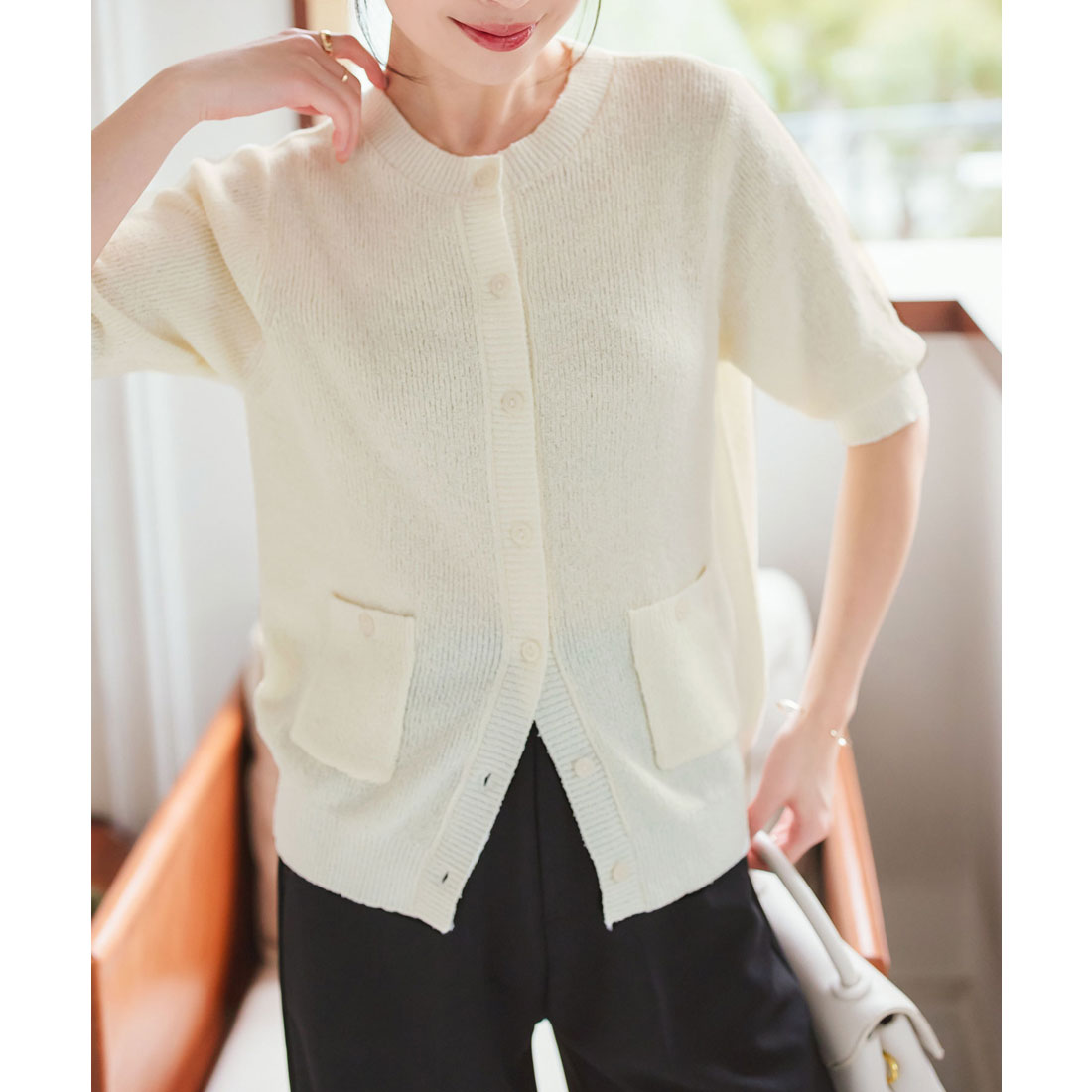 KOBE LETTUCE KOBE LETTUCE 3/4 Sleeve Pocket Knit Cardigan [N1156]