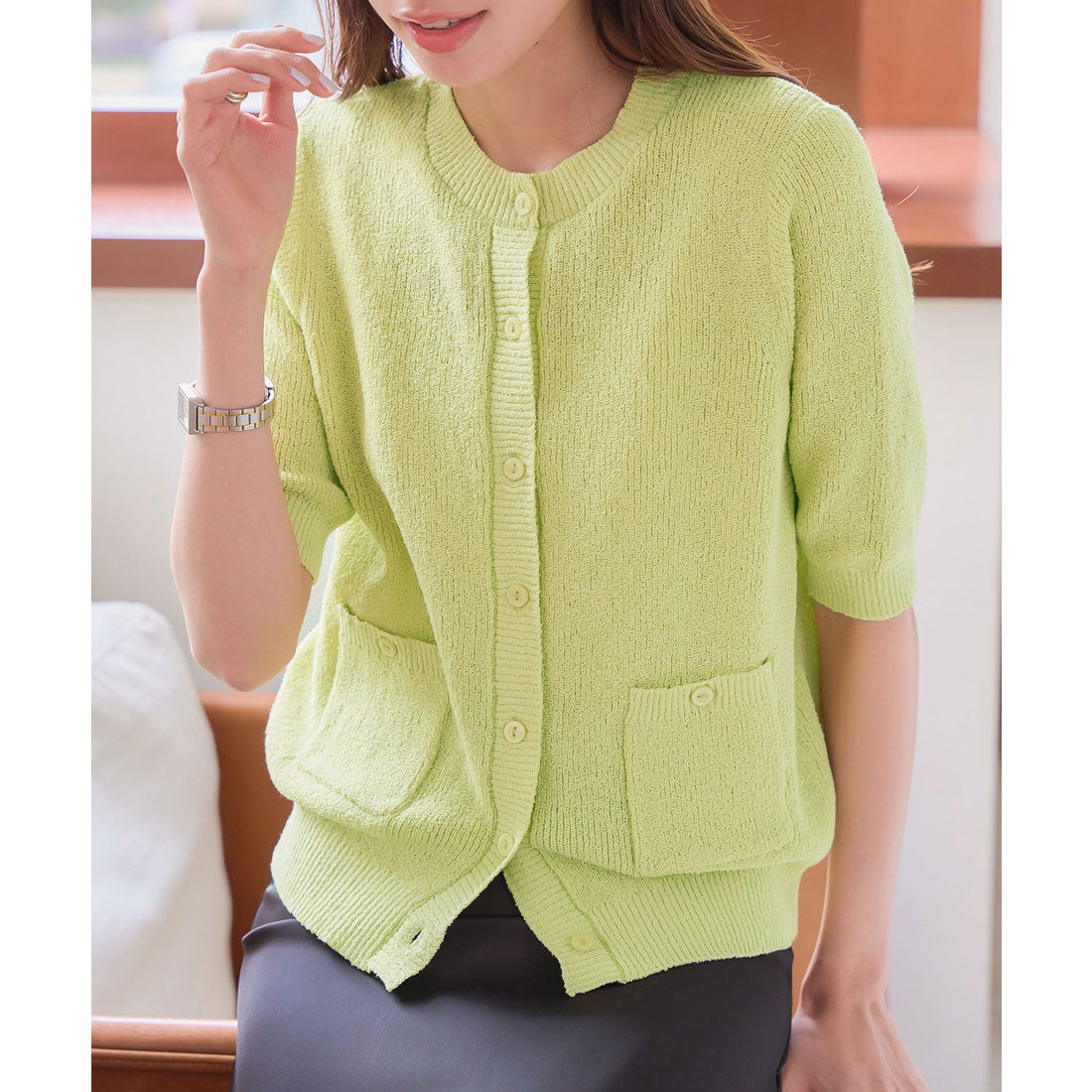 KOBE LETTUCE KOBE LETTUCE 3/4 Sleeve Pocket Knit Cardigan [N1156]