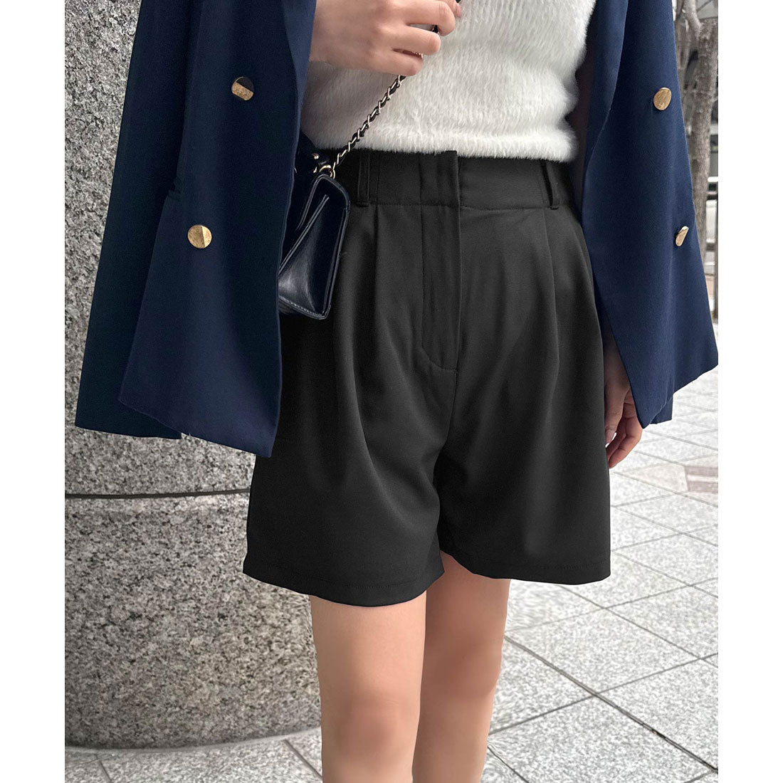 コウベレタス KOBE LETTUCE [ 春名亜美さんコラボ ]リネンライクタックパンツ【ショート丈】[選べる丈] [M4154] （ブラック） ブラック