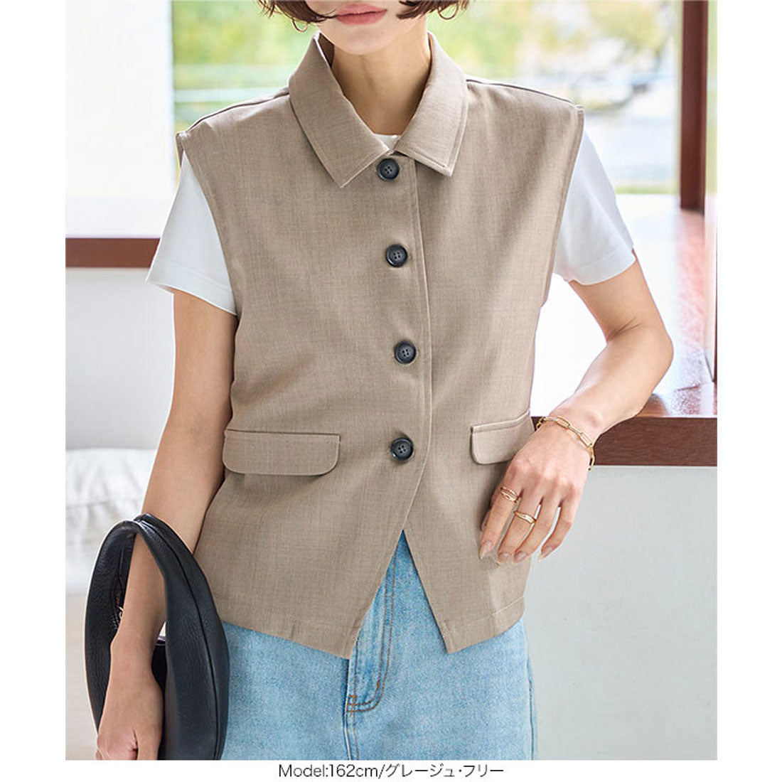 コウベレタス KOBE LETTUCE リネンライクノースリーブベストトップス [C7461] （ブラウン） ブラウン