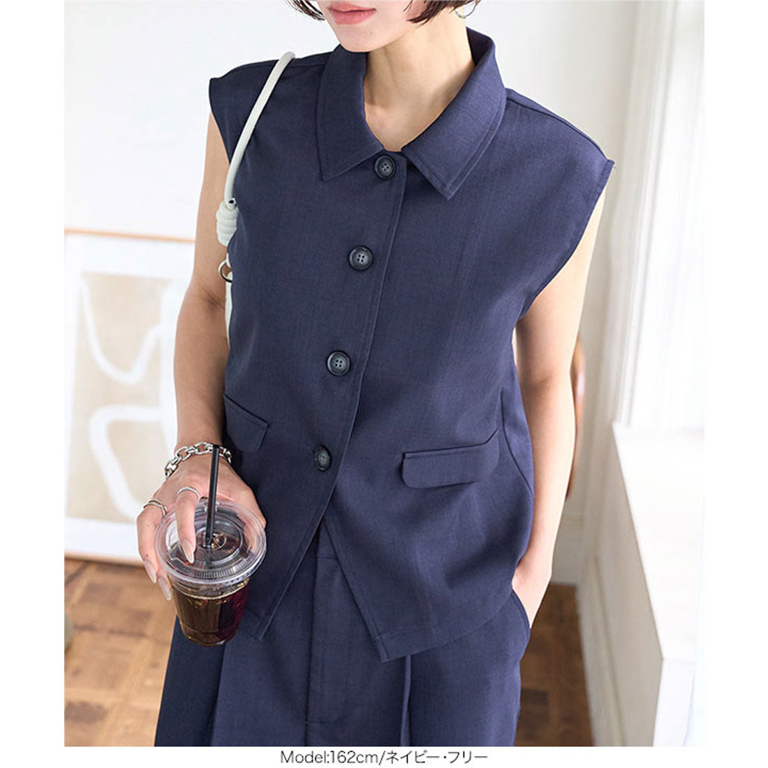 コウベレタス KOBE LETTUCE リネンライクノースリーブベストトップス [C7461] （ブラウン） ブラウン