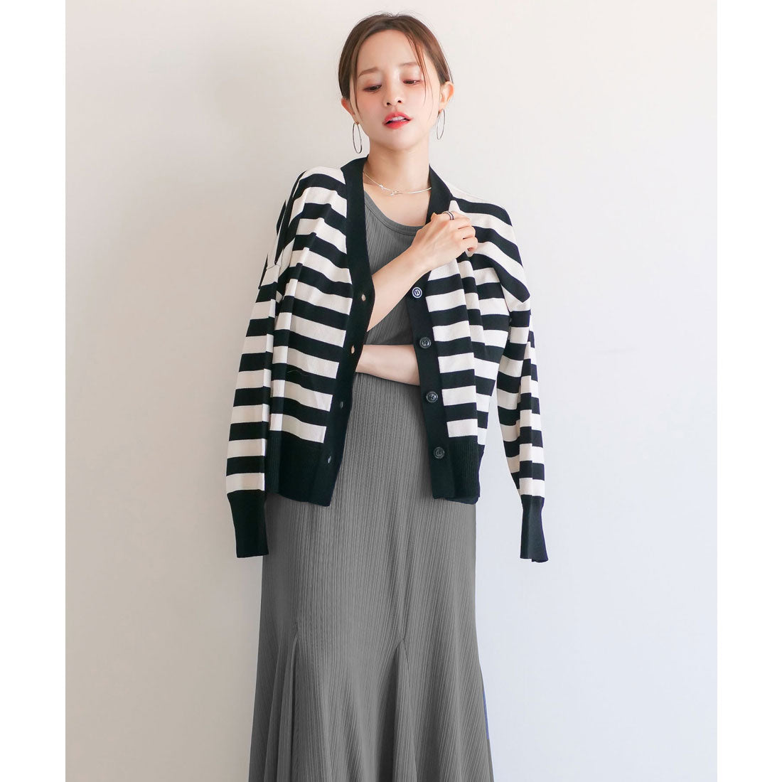 コウベレタス KOBE LETTUCE [ 田中亜希子さんコラボ ]カップ付きランダムリブアメスリワンピース【プチ】[選べる2丈] [E3447] （チャコール） チャコール