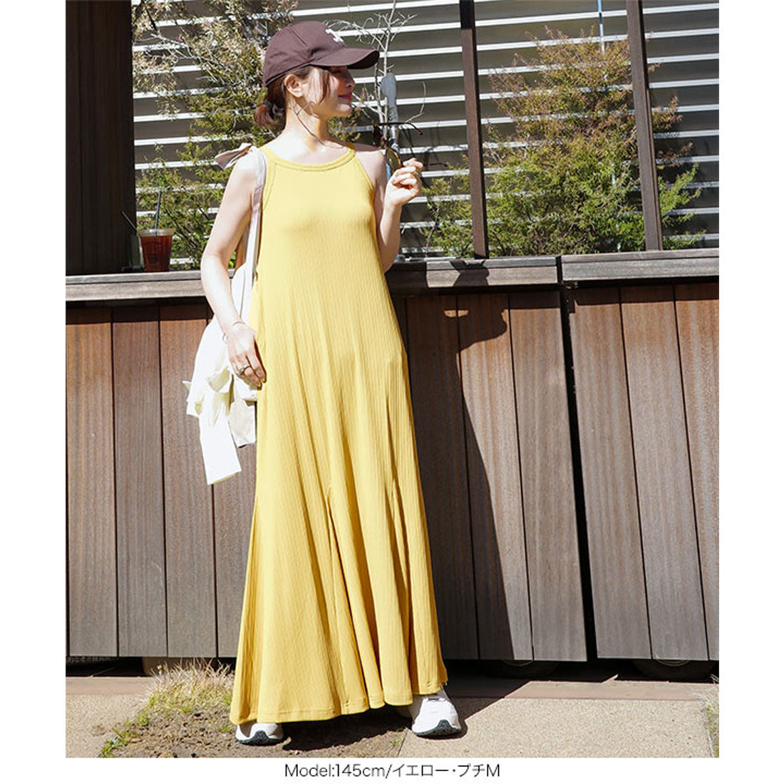 コウベレタス KOBE LETTUCE [ 田中亜希子さんコラボ ]カップ付きランダムリブアメスリワンピース【プチ】[選べる2丈] [E3447] （チャコール） チャコール