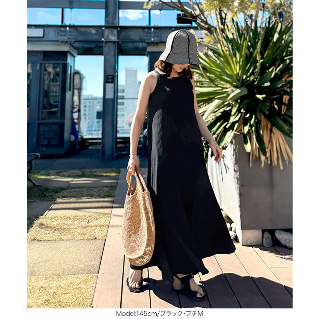 コウベレタス KOBE LETTUCE [ 田中亜希子さんコラボ ]カップ付きランダムリブアメスリワンピース【プチ】[選べる2丈] [E3447] （チャコール） チャコール