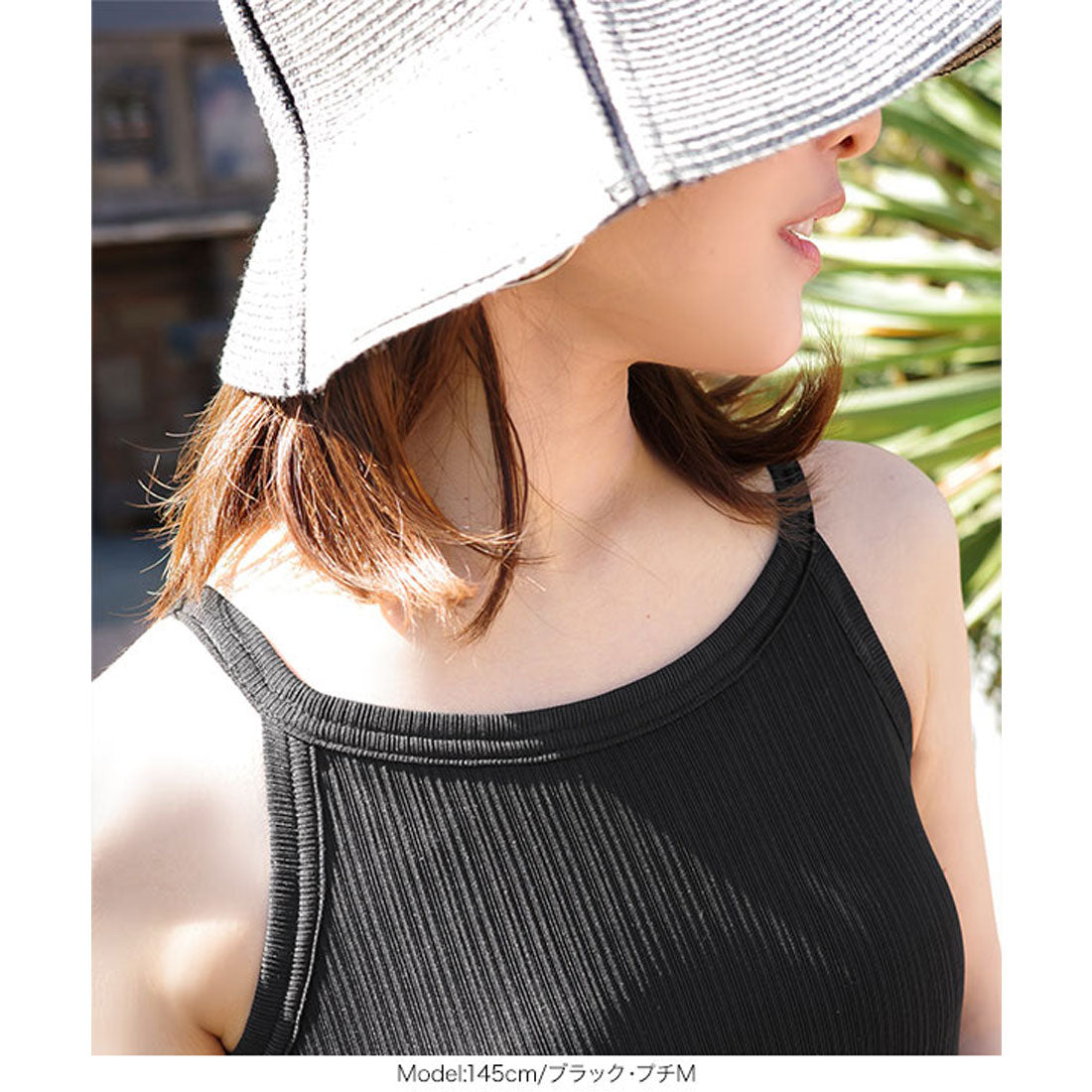 コウベレタス KOBE LETTUCE [ 田中亜希子さんコラボ ]カップ付きランダムリブアメスリワンピース【プチ】[選べる2丈] [E3447] （チャコール） チャコール