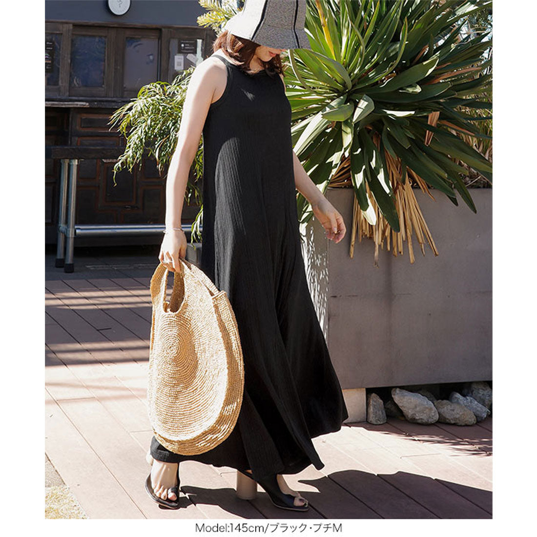 コウベレタス KOBE LETTUCE [ 田中亜希子さんコラボ ]カップ付きランダムリブアメスリワンピース【プチ】[選べる2丈] [E3447] （チャコール） チャコール