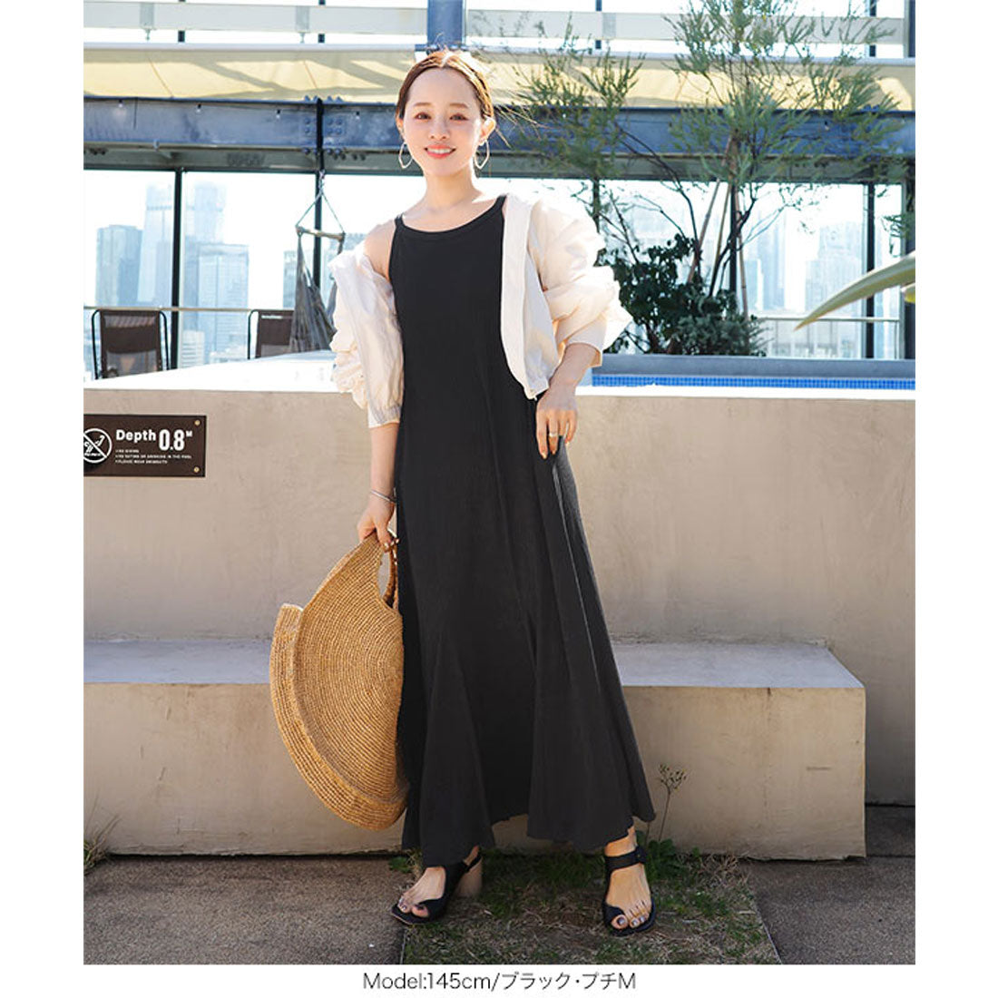 コウベレタス KOBE LETTUCE [ 田中亜希子さんコラボ ]カップ付きランダムリブアメスリワンピース【プチ】[選べる2丈] [E3447] （チャコール） チャコール