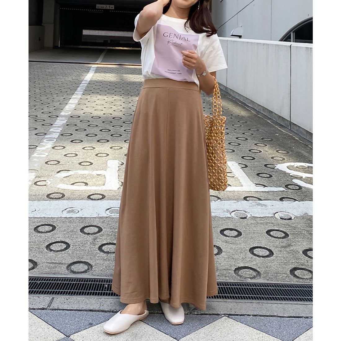 コウベレタス KOBE LETTUCE 2丈カットソーマキシスカート【マキシ丈】 [M2472] （モカ） モカ