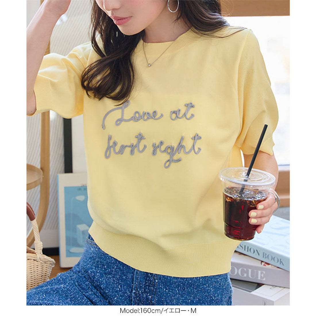 コウベレタス KOBE LETTUCE コード刺繍サマーニットトップス [C7490] （ネイビー） ネイビー