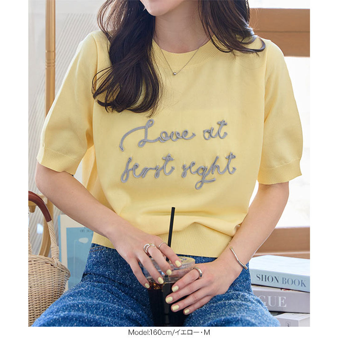 コウベレタス KOBE LETTUCE コード刺繍サマーニットトップス [C7490] （ネイビー） ネイビー