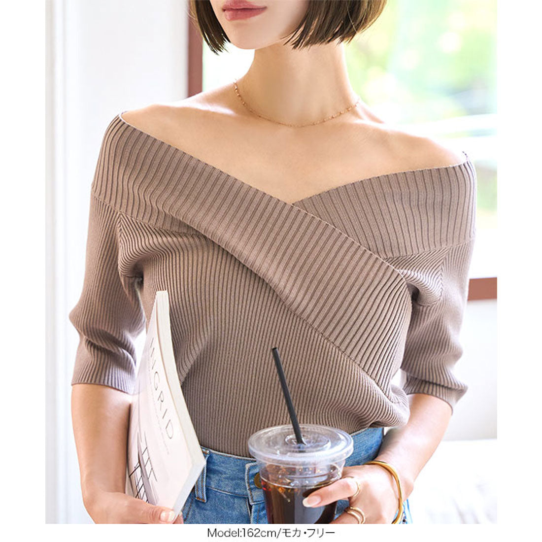 コウベレタス KOBE LETTUCE カシュクールVネック半袖ニットトップス [N1195] （シュアカ） シュアカ