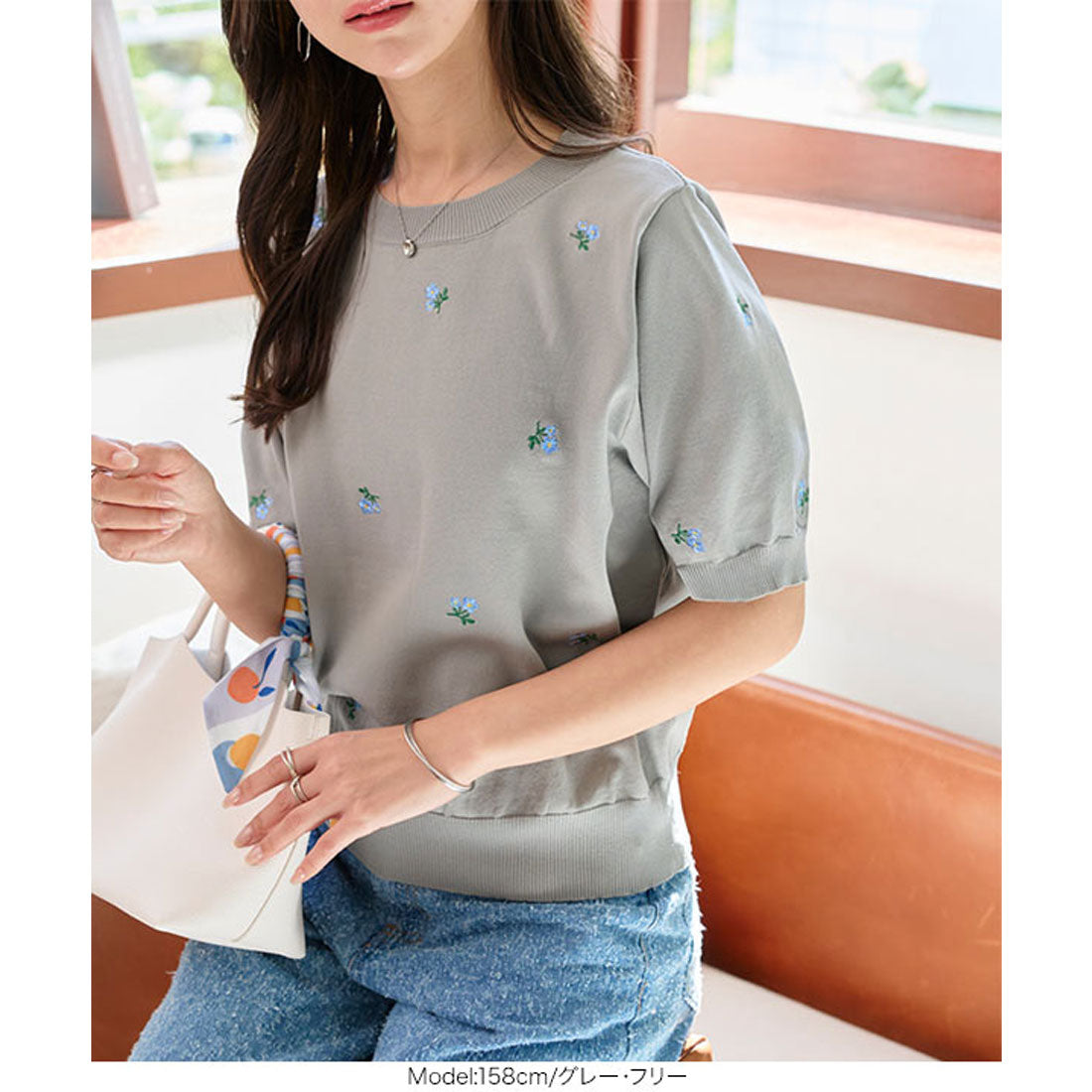 コウベレタス KOBE LETTUCE 総柄刺繍ニットトップス [N1196] （ブラック） ブラック