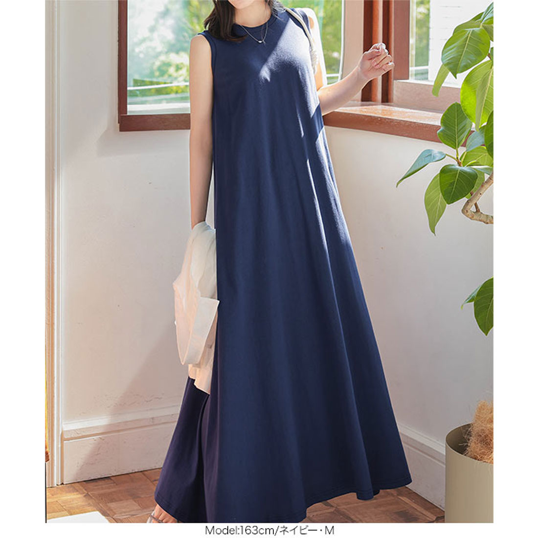 コウベレタス KOBE LETTUCE [ M L 汗じみ防止＆UVカット ] カップ付きノースリーブワンピース [E3519] （ダークカーキ） ダークカーキ