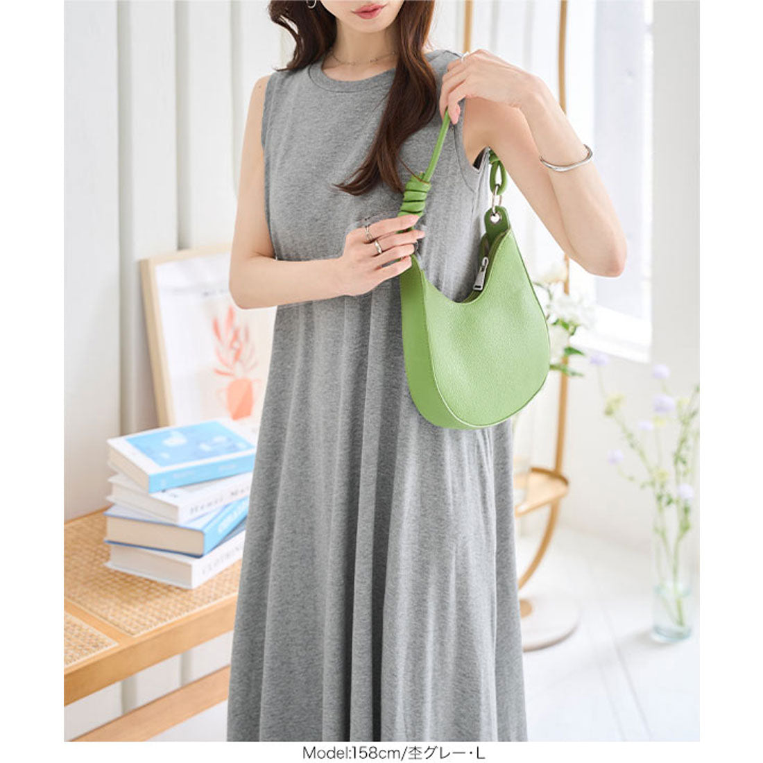 コウベレタス KOBE LETTUCE [ M L 汗じみ防止＆UVカット ] カップ付きノースリーブワンピース [E3519] （ダークカーキ） ダークカーキ