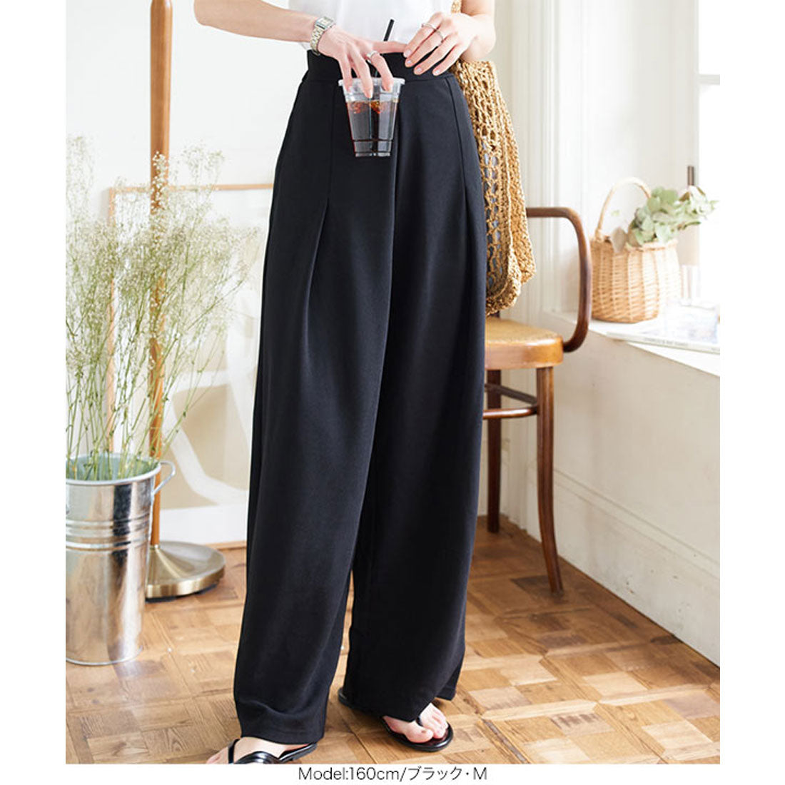 コウベレタス KOBE LETTUCE シワになりにくい ジャージーコクーンタックパンツ【プチ】 [M4235] （エクリュ） エクリュ