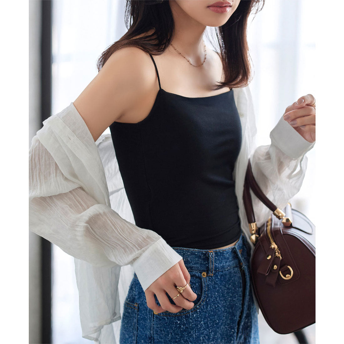 コウベレタス KOBE LETTUCE カップ付き細ストラップキャミソール [C7613] （ブラック） ブラック