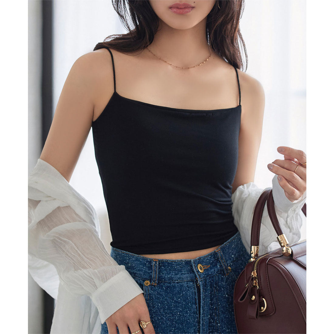 コウベレタス KOBE LETTUCE カップ付き細ストラップキャミソール [C7613] （ブラック） ブラック