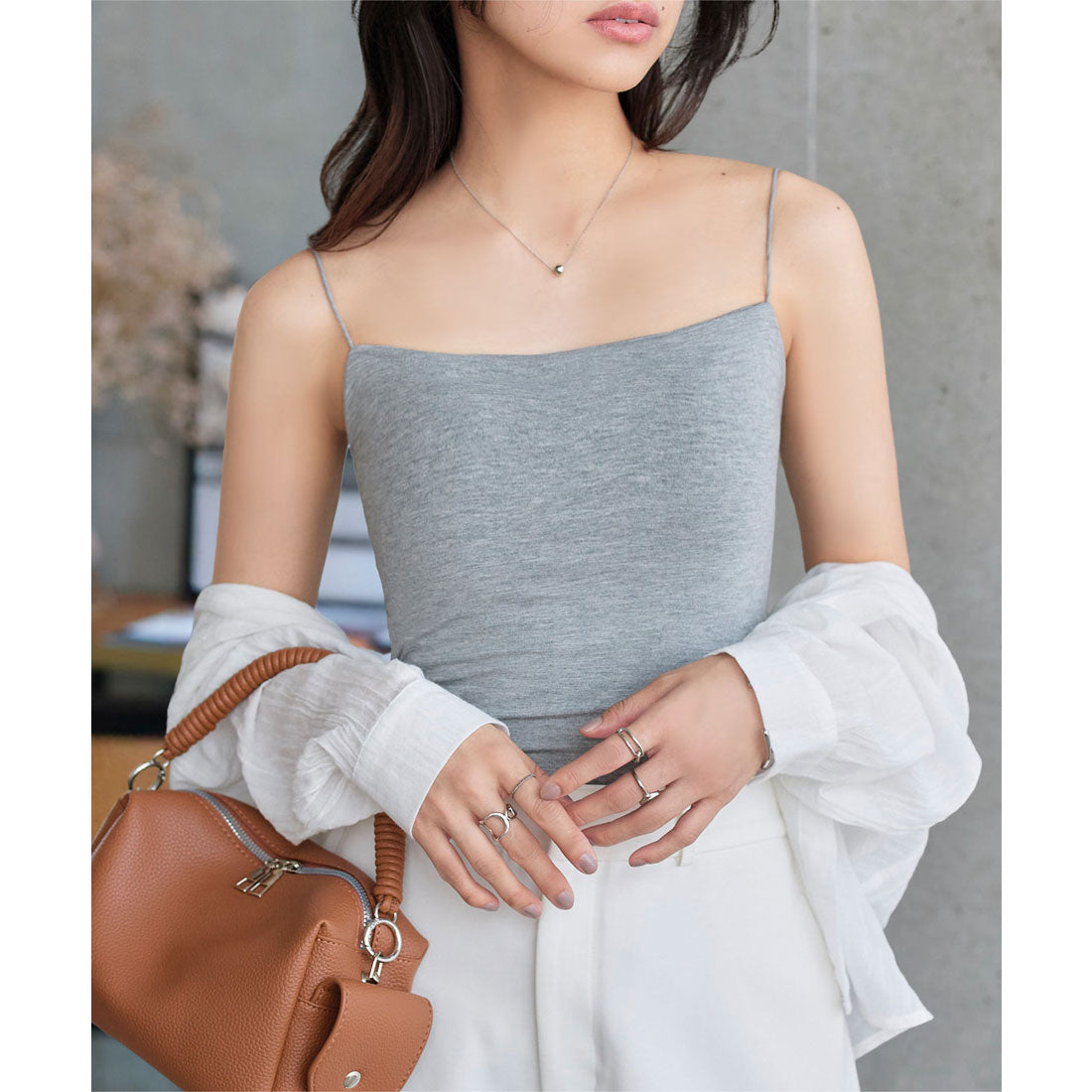 コウベレタス KOBE LETTUCE カップ付き細ストラップキャミソール [C7613] （グレー） グレー