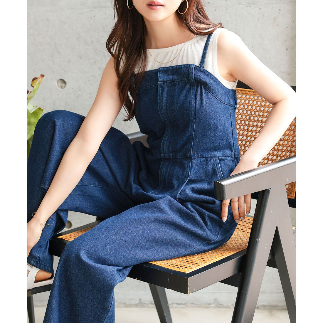 コウベレタス KOBE LETTUCE [ Petitle / プチレ ] キャミストラップビスチェ風デニムサロペット【プチ】 [E3508] （インディゴ） インディゴ