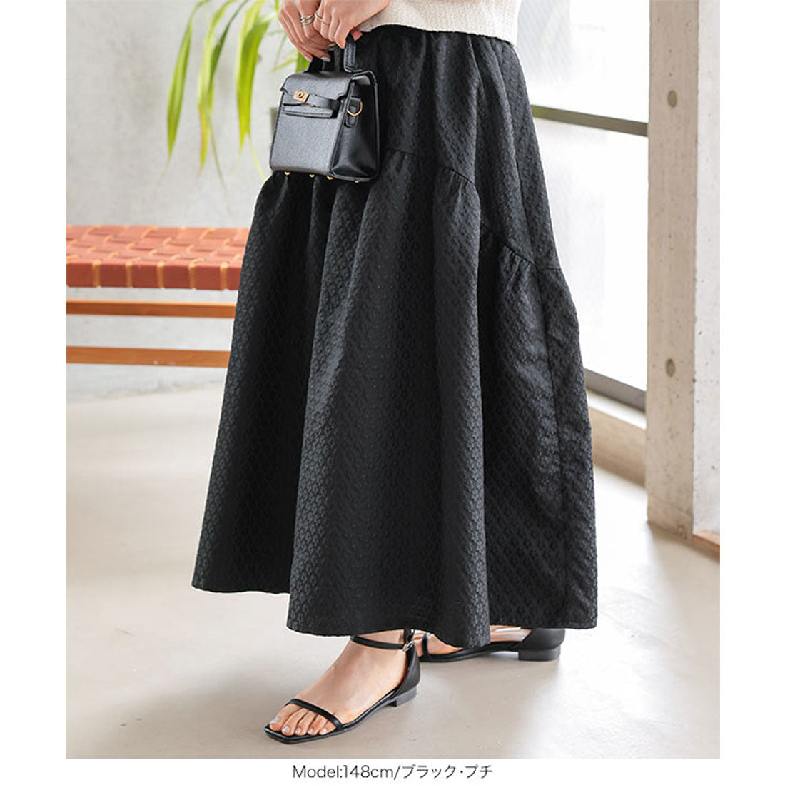 コウベレタス KOBE LETTUCE [ Petitle / プチレ ] ラウンドギャザー切り替えジャガードスカート【プチ】 [M4233] （ブルー） ブルー